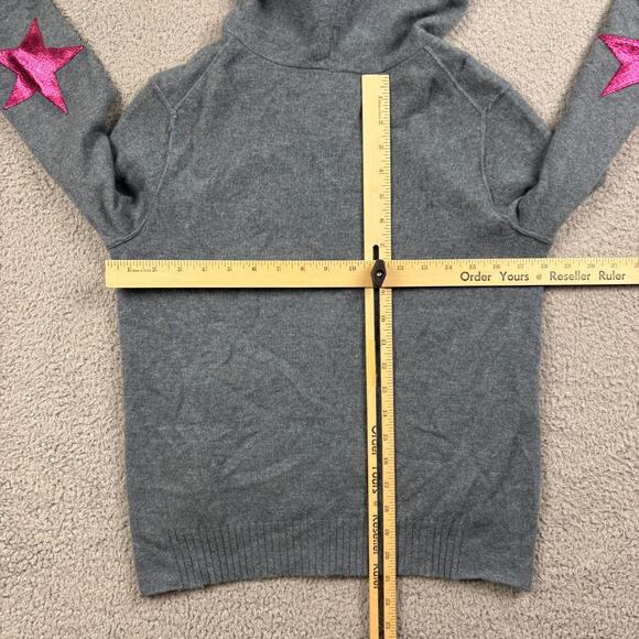 Zadig & Voltaire Cashmere Sweater Womens Small Blue Cassy Star Patch Zip Hoodie - Picture 9 of 16